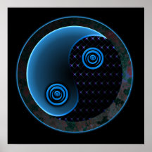 Kosmiska blått Yin Yang Affischer