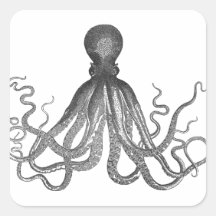 Kraken - svart jätte- bläckfisk/Cthulu Fyrkantigt Klistermärke