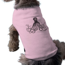 Kraken - svart jätte- bläckfisk/Cthulu Hund Tee Shirt