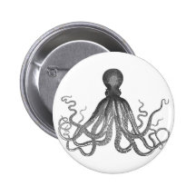 Kraken - svart jätte- bläckfisk/Cthulu Knappar Med Nål