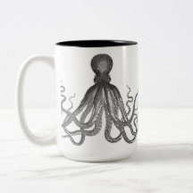 Kraken - svart jätte- bläckfisk/Cthulu Kaffe Muggar