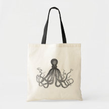 Kraken - svart jätte- bläckfisk/Cthulu Tygkasse