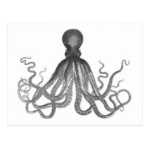 Kraken - svart jätte- bläckfisk/Cthulu Vykort
