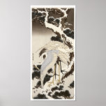 Kranar på ett grästräd, Hokusai, 1832 Affisch