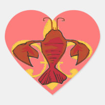 Kräva Dat!  Fleur de Lis, kräftor, kräva Dat Hjärtklistermärken