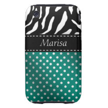 Kricka för iphone case för sebrapolka dotspersonli iPhone 3 tough skydd
