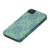 kricka och blom- gallerdamast för blått case-mate iphone 4 case