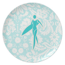 Kricka som surfar flickan dinner plate
