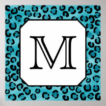 KrickaLeopardtryck, beställnings- Monogram. Affischer