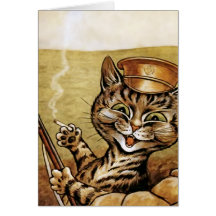 Krighjältekatt vid det Louis Wain kortet