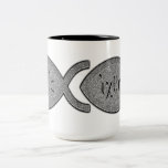 Kristet fisksymbol för IXOYE - stenen verkställer Kaffe Mugg