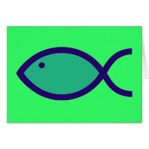 Kristet fisksymbol - HÖGT! - Aqua och blått Kort