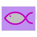 Kristet fisksymbol - HÖGT! Grå färg och rosor Hälsningskort