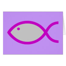 Kristet fisksymbol - HÖGT! Grå färg och rosor Hälsningskort
