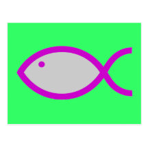 Kristet fisksymbol - HÖGT! Grå färg och rosor Vykort