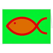 Kristet fisksymbol - HÖGT! Orange och rött Kort