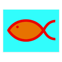 Kristet fisksymbol - HÖGT! Orange och rött Vykort