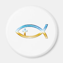 Kristet fisksymbol med crucifixen - himmel & malt kylskåps magneter