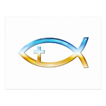 Kristet fisksymbol med crucifixen - himmel & malt vykort