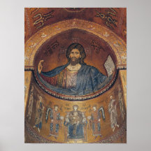 Kristus Pantocrator och Madonnaen Posters