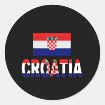 Kroatienflagga Rund Klistermärke