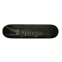 Krokodil - antikvarisk färgrik bokillustration skateboard