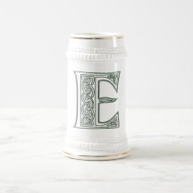 KRW - E - Celtic Monogrammed Stein Kaffe Koppar