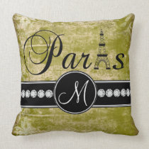 Kudder den Parisian monogramen för den gröna damas kuddar