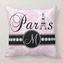 Kudder den Parisian monogramen för den rosa vitdam kuddar