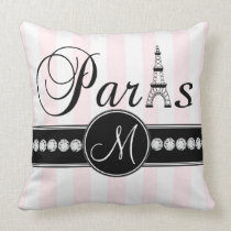 Kudder den Parisian monogramen för den rosa vitran kuddar
