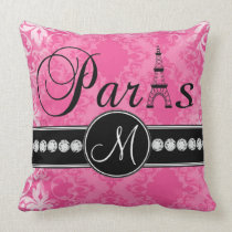 Kudder den Parisian monogramen för shock rosadamas kuddar