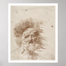 Kung Lear i stormen (skriva och bistrebläck på pap Posters