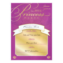 Kunglig Princess Festa - guld och fuchsia Anpassade Inbjudningskort