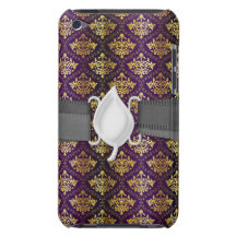 kungliga damastast lilor och guld iPod Case-Mate fodraler