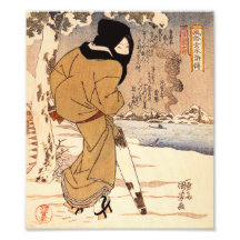 Kuniyoshi kvinna som går i snötrycket konstfoto