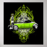 Kustom göra randig och 32 på svart posters