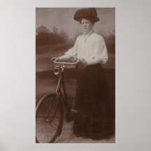 kvinna 1900 med cykeln affischer