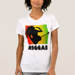 Kvinna för ReggaemusikRasta Rastaman gitarr T-tröj
