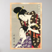 Kvinna konst för friseringUtamaro Yuyudo ukiyo-e Affisch