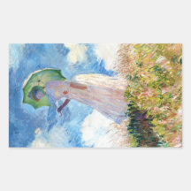 Kvinna med en ett slags solskydd Claude Monet Retangel Klistermärken