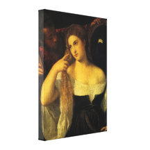 Kvinna med en spegel vid Titian Canvasdukar Med Gallerikvalitet