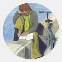 Kvinnaläsning Klistermärke