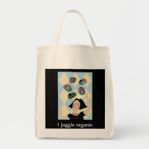 Kvinnan som jonglerar tårtashopping bag, hänger lö tote bags