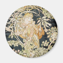 Kvinnor med daisyart nouveau magneter för kylskåp