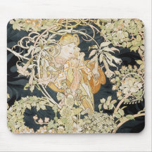 Kvinnor med daisyart nouveau mus matta