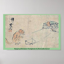 Kyogen kapacitet Tsurigitsune vid Kawanabe, Gyosai Posters