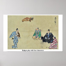 Kyōgen lek med fyra tecken affisch
