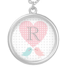 Kyssande love birdsMonogramhalsband