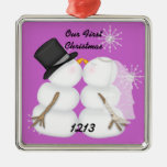 Kyssande snögubbear att gifta sig vår 1st Chrismas Juldekoration