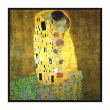 Kyssen av Gustav Klimt Sträckt Canvastryck